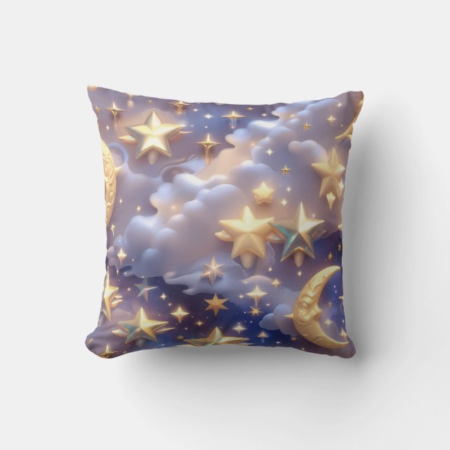 Kastkudde – Lyx Vit Celestial Moon Kudde (Framsida)