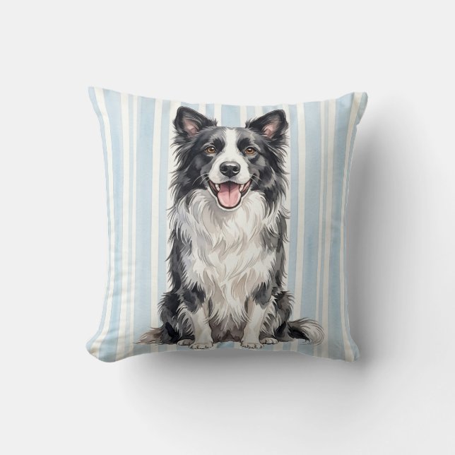 Kastkudde med Border Collie-konst Kudde (Framsida)