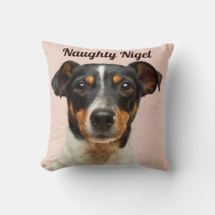 Kastkudde med din hunds namn och foto. kudde