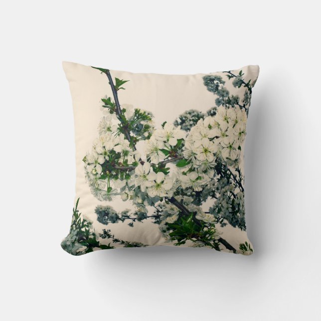 Kastkudde med körsbärsblomgren kudde (Framsida)