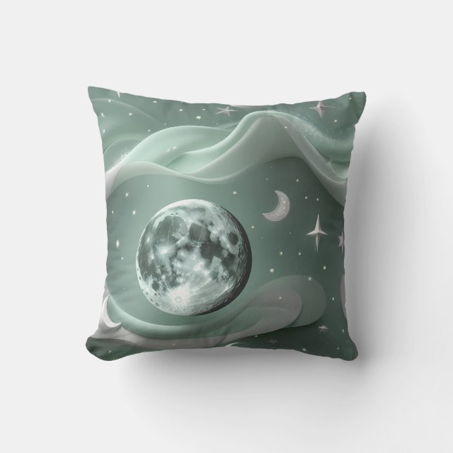 Kastkudde - Mintgrön Celestial Moon Kudde (Framsida)