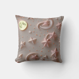 Kastkudde - Mjuk Beige Rosafärgad Celestiel Måne Kudde