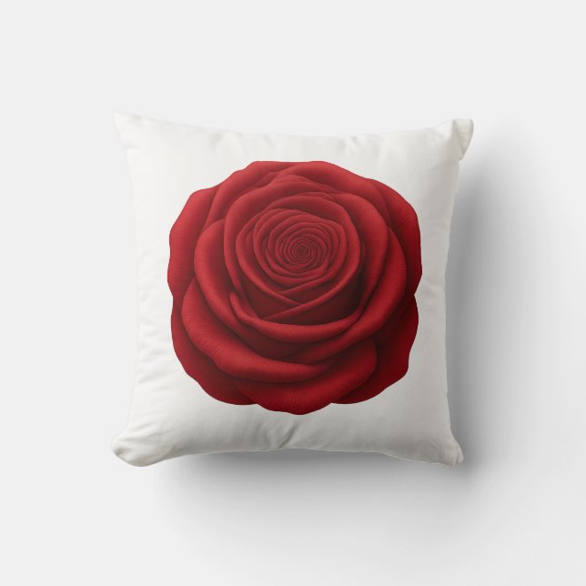 Kastkudde - Röd Ros Blomma Kudde (Framsida)