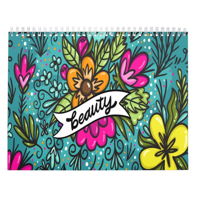 Kastkudde Skönhet med blommor Kalender (Omslag)