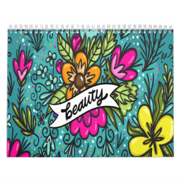Kastkudde Skönhet med blommor Kalender