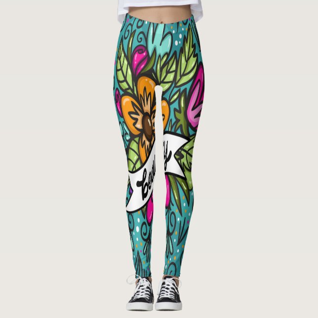 Kastkudde Skönhet med blommor Leggings (Framsida)