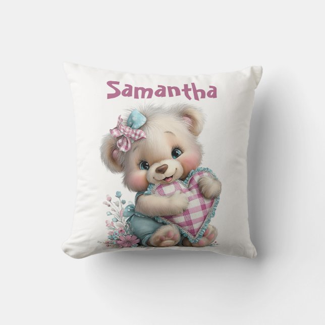 Kastkudde Teddybjörn Bebis Badrumsfest  Kudde (Framsida)