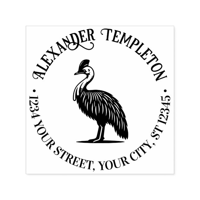 Kasuarisfågel Australien Namn Returadress Självfärgande Stämpel (Design)