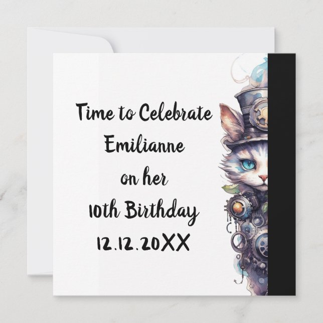 Kat 1 Kitten och top hat Inbjudningar (Framsida)