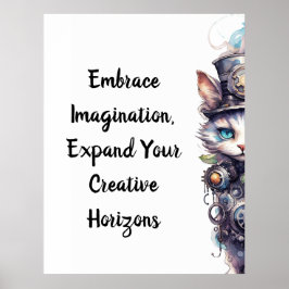 Kat 1 Kitten och top hat Poster