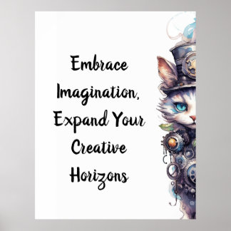 Kat 1 Kitten och top hat Poster