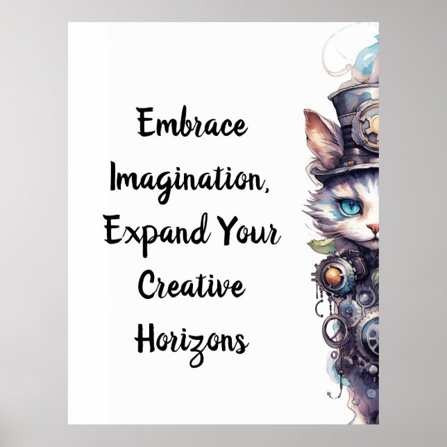 Kat 1 Kitten och top hat Poster (Framsidan)