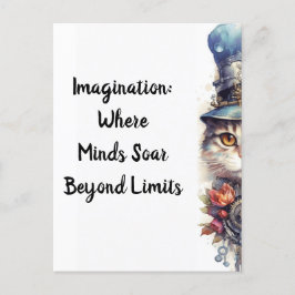 Kat 2 Kitten med ro och top hat vattenfärg Vykort