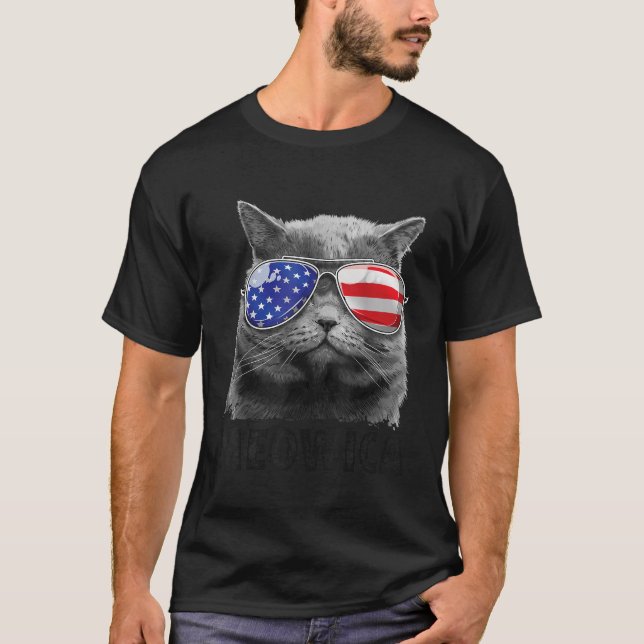 Kat 4:e juli Meowica Merica Manar Women USA Ameri T Shirt (Framsida)
