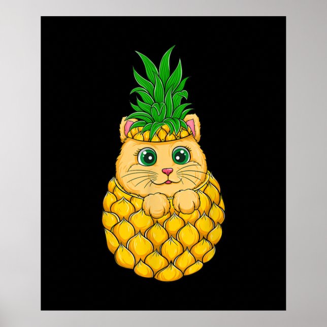 Kat ananas | Cute Cat Lover | Sommarfrukt Poster (Framsidan)