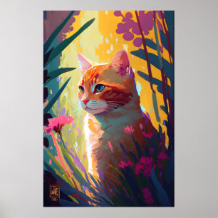 Kat Animal Porträtt Painting Wildlife utomhus Art Poster