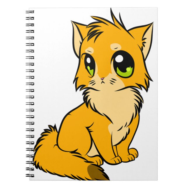 Kat Anime Cute Kitten Figur Line Art Anteckningsbok (Framsidan)