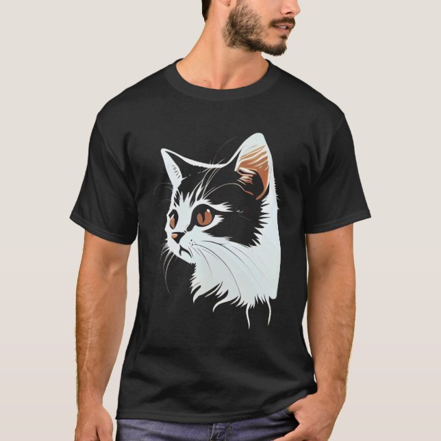 Kat Ansikte Cat 2 T Shirt (Framsida)