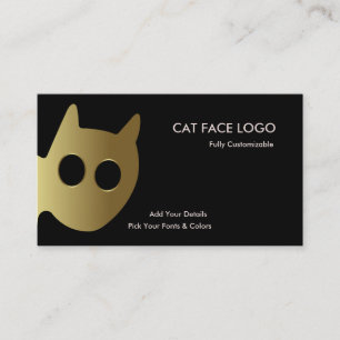 Kat Ansikte Logotyp - Guld Cat Visitkort
