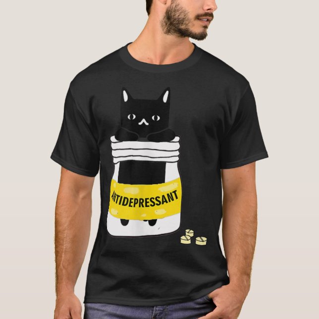 Kat Antidepressivt medel T Shirt (Framsida)