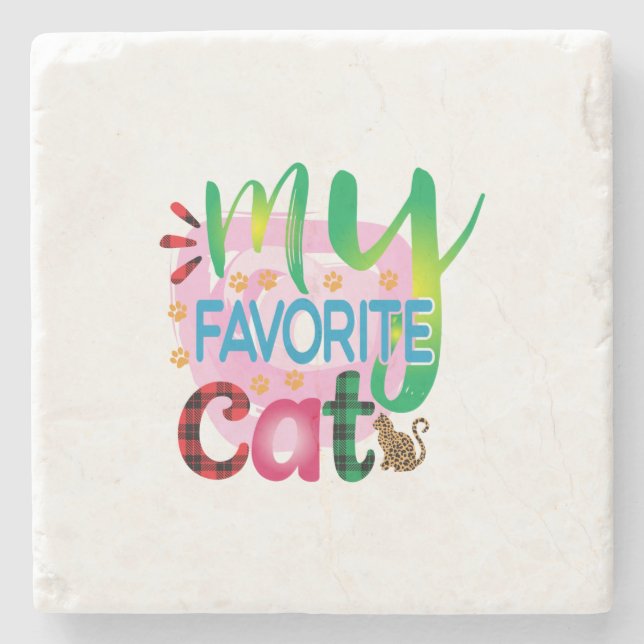 Kat Art min favoritkatt Stenunderlägg (Framsidan)