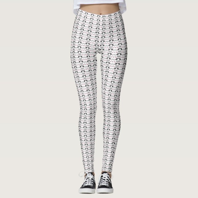 Kat Artwork | Sömlös bakgrund för kute Mönster Leggings (Framsida)