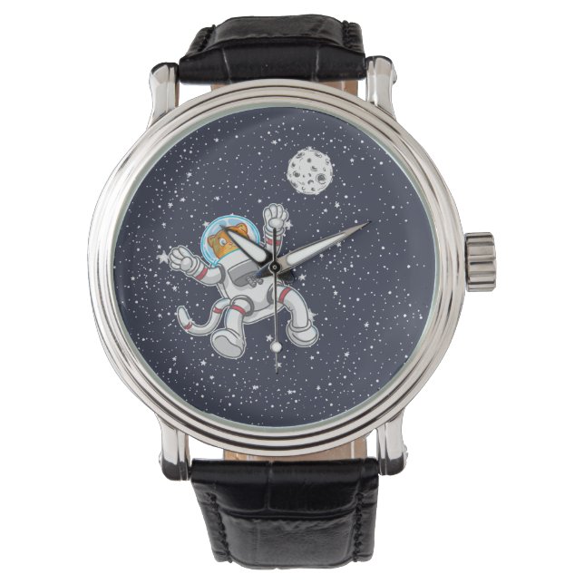 Kat Astronaut i rymden Kostym nuny astronomi Armbandsur (Framsida)