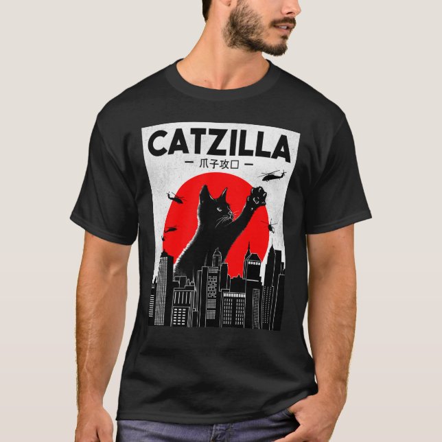 Kat av katzilla Cat T Shirt (Framsida)