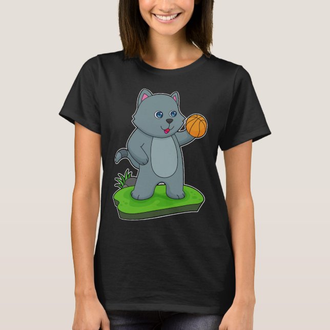 Kat Basketball-spelare Basketball T Shirt (Framsida)