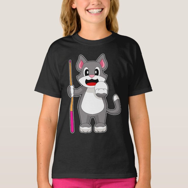 Kat Billiard Queue T Shirt (Framsida)