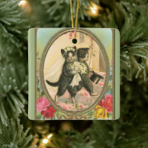 Kat Bride and Groom Bröllopsdag ornament