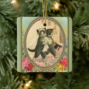 Kat Bride and Groom Bröllopsdag ornament