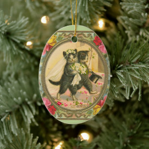 Kat Bride and Groom Bröllopsdag ornament