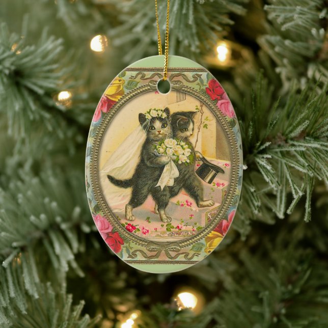 Kat Bride and Groom Bröllopsdag ornament (Träd)