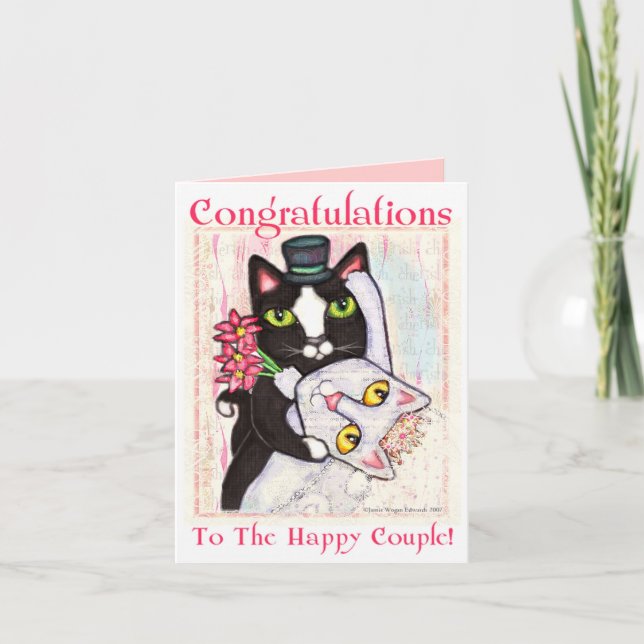 Kat Bride & Groom Bröllop Dance Greeting Card Kort (Front)