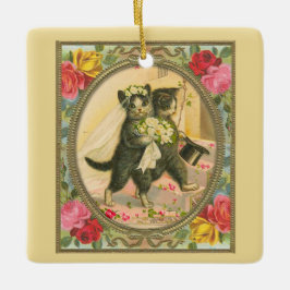 Kat Bride och Groom gult variant av ornament
