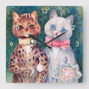 Kat Bröllop, Giftermål, Bride, Louis Wain Fyrkantig Klocka