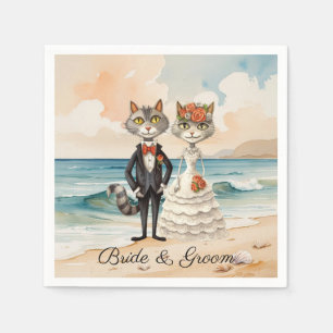 Kat Bröllop med temat Bride och Groom Beach Pappersservett