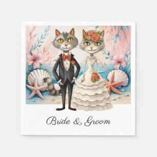 Kat Bröllop med temat Bride och Groom Beach Pappersservett