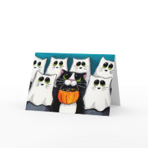 Kat Bus eller godis Halloween-kort