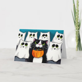 Kat Bus eller godis Halloween-kort Kort