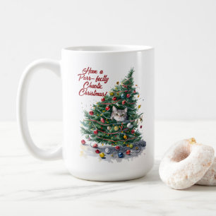 Kat Chaos Julgran Design Vattenfärg Kaffemugg