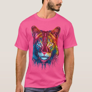 Kat Colorful Ansikte Animal Art Motif Fox T Shirt
