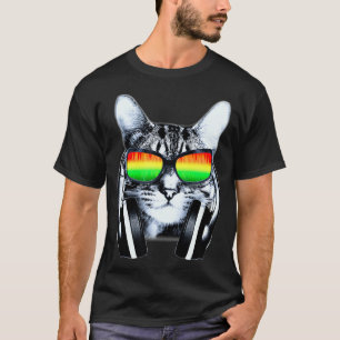 Kat-DJ med solglasögon och hörlurar, musikkatt T Shirt