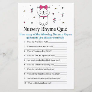 Kat eller Kitten Nursery Rhyme Quiz-babyduschspel