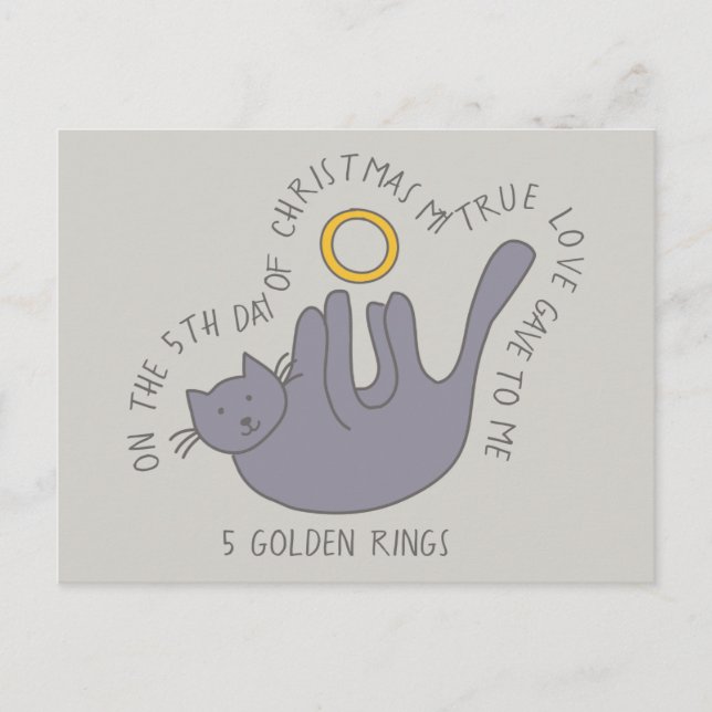 Kat Femte dagen 5 - Guldjul i Ringar Vykort (Framsida)