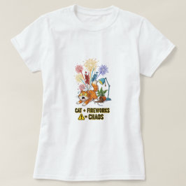 Kat + Fireworks = Chaos - Funny Kat Owner T-Shirt