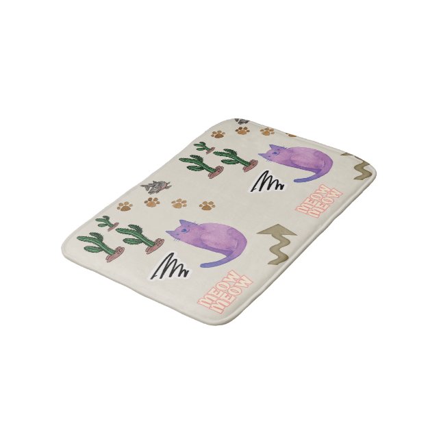 Kat Fish Cactus Tassar Meow Shower Mat badrum Badrumsmatta (Vinklad)
