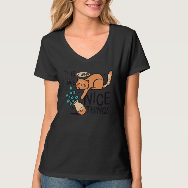 Kat Flower Vas 1 T Shirt (Framsida)