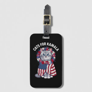 Kat for Kamala Cat Flowers American USA flagga 202 Bagagebricka